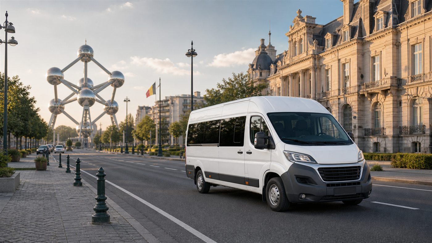 Bus w Brukseli przy Atomium